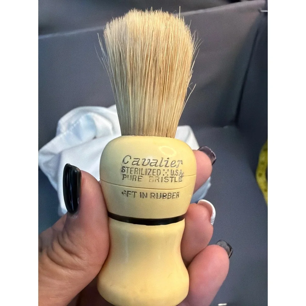 Vintage Cavalier Shaving Brush Butterscotch Handle Pure Bristle USA Made Barber